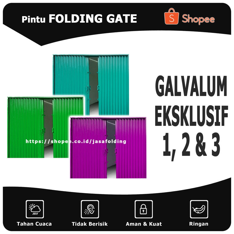 Galvalum Eksklusif - Pintu Folding Gate Rolling Door Harmonika Garasi Lipat Sliding