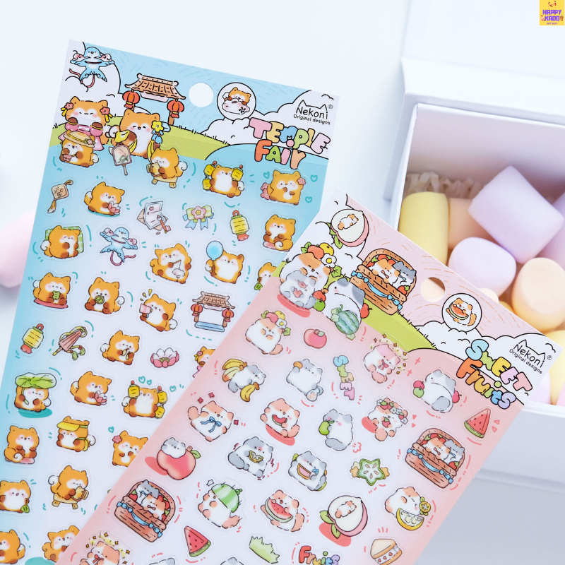 

Nekoni Kawaii Fox Hamster Squirrel Panda Original Design Animal Sticker Theme isi 1 lembar cantik