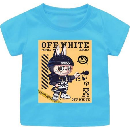 Baju kaos Atasan Labubu Off White Anak Cowok/Cewek 1-12TAHUN/REMAJA/DEWASA S-7XL