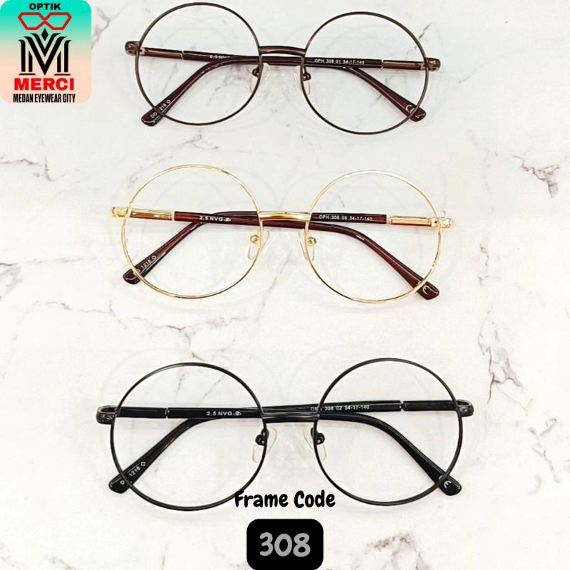 Kacamata Cewek Cowok model bulat Kode Frame 308 nvg