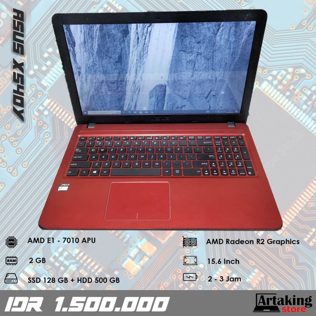 Asus X540Y - AMD E1 - Sudah SSD - Normal Semua Siap Pakai
