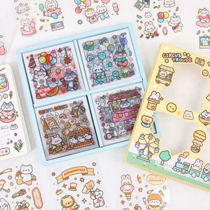 

Sticker Cute Circus Troupe, cute sticker box for journal, aesthetic sticker