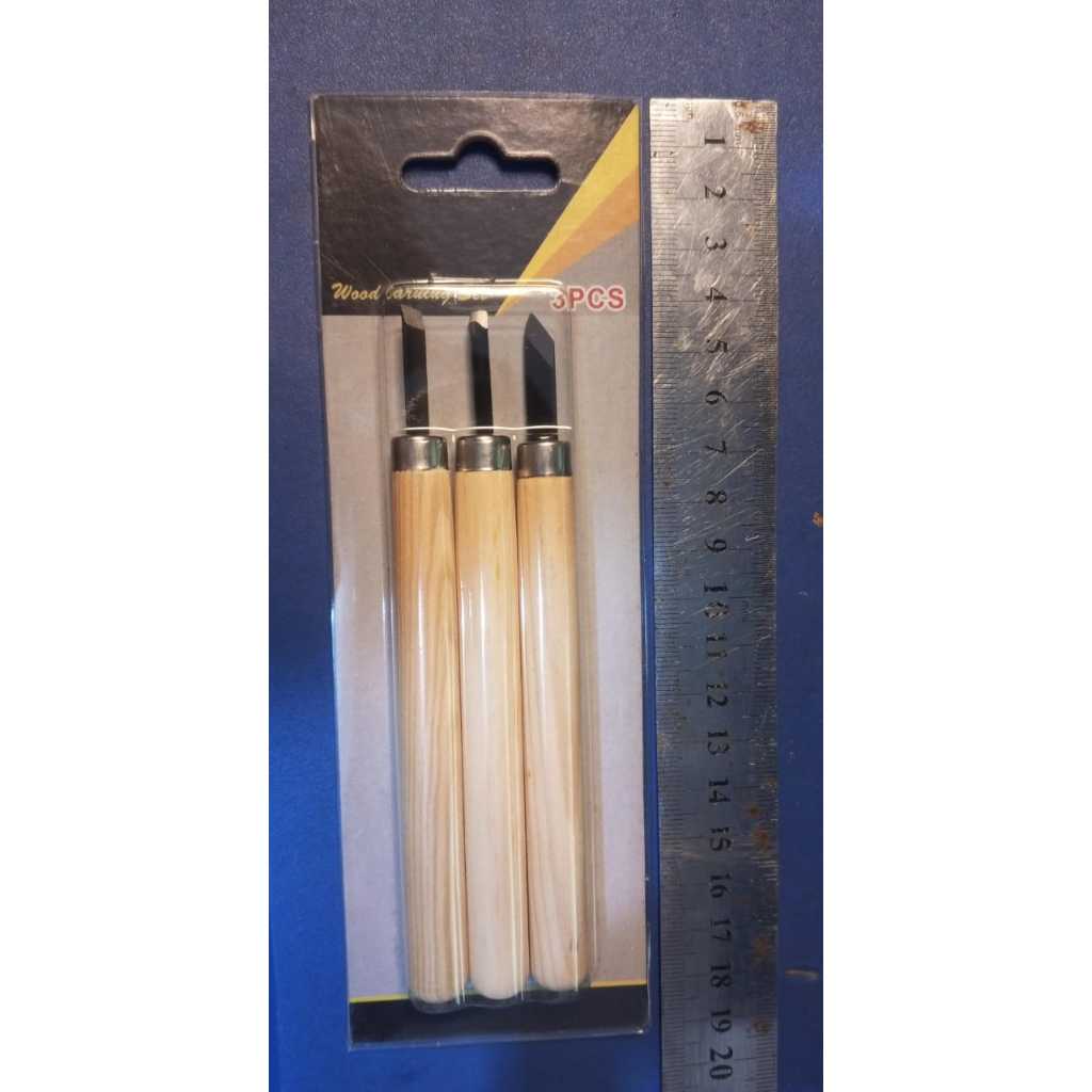 Pahat ukir mini bonsai gagang kayu isi 3,5,12