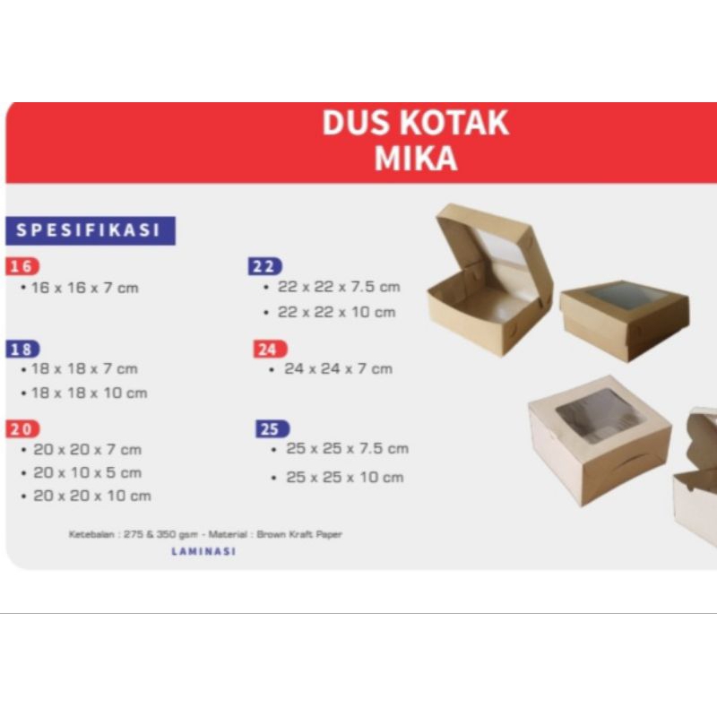 

dus kotak mika rosa uk.16cm-24cm per pack isi @20pcs