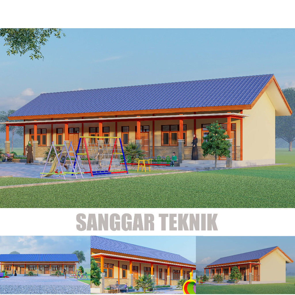 

DESAIN SEKOLAH PAUD TK 3 RUANG KELAS DAN RAB