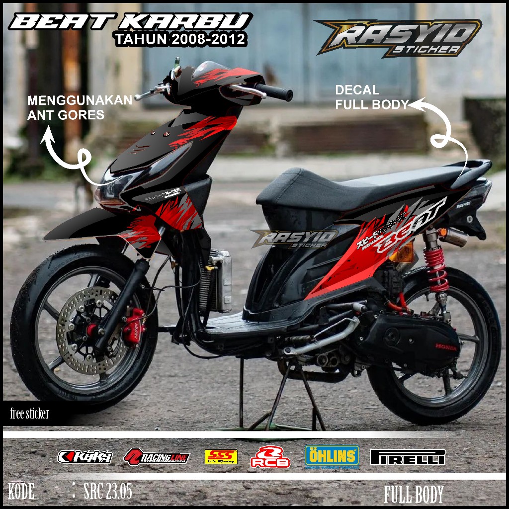 COD Sticker Decal Full Body Motor Honda Beat Karbu 2008 2009 2010 2011 2012 Sticker Beat Karbu Speed