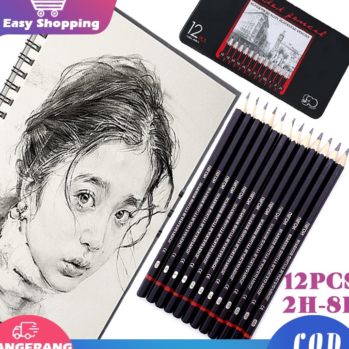 

GARANSI PRODUK 12pcs Pensil Gambar Sketsa Set Sketching Pencil Set Sketch Drawing Pencil Set Paiting Pencil Kit 2H8B