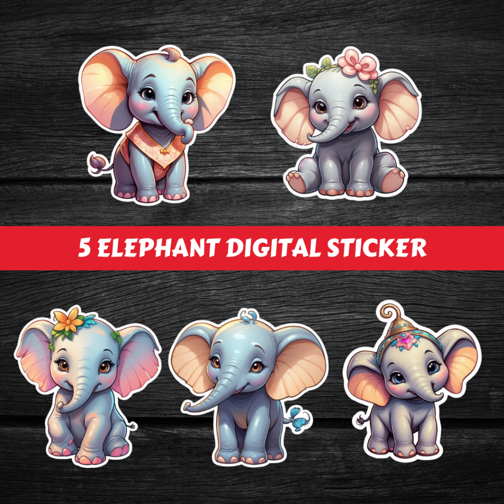 

Elephant Sticker Digital Produk Printable #DS 014