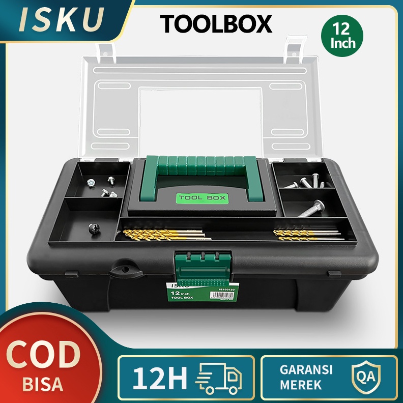 ISKU Tool Box Mini 12 Inch Kotak Perkakas Kecil Plastik Besi Tahan Karat Kotak Alat lti