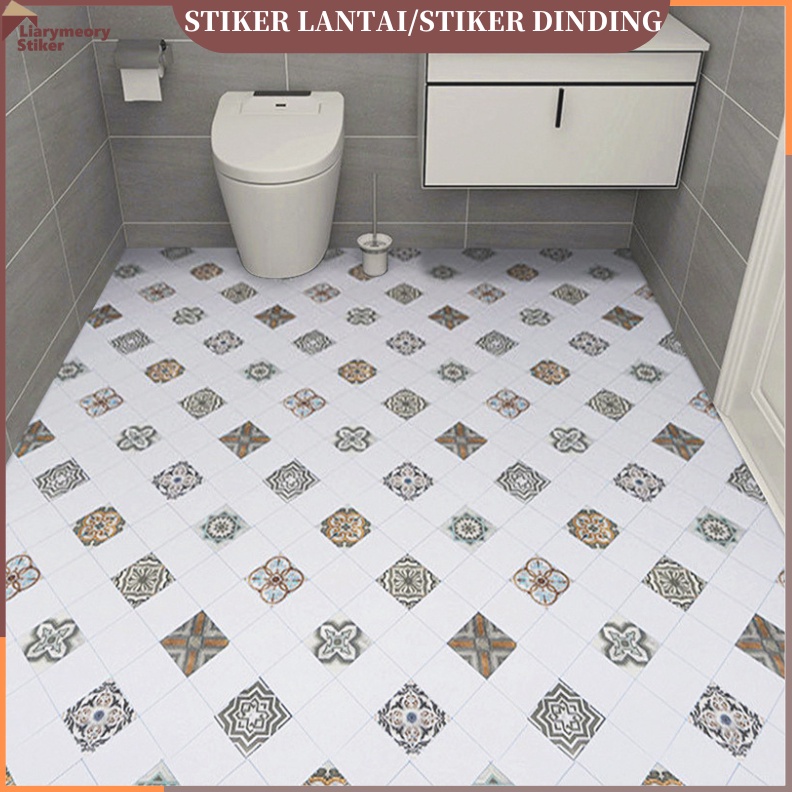 Stiker Lantai Kamar Mandi Wallpaper Tahan Air SelfAdhesive 2m Menebal NonSlip Lantai Stiker Lantai D
