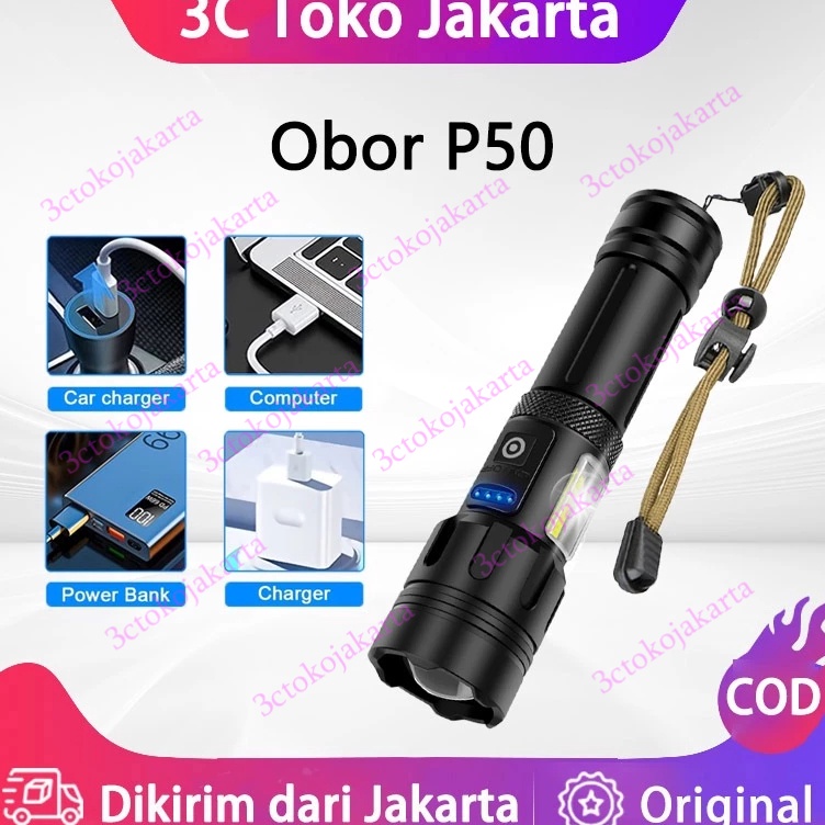 Pabrik Senter LED Super Terang Senter LED Tahan Air Jarak Jauh Senter LED Asli USB C Senter Zoom Isi