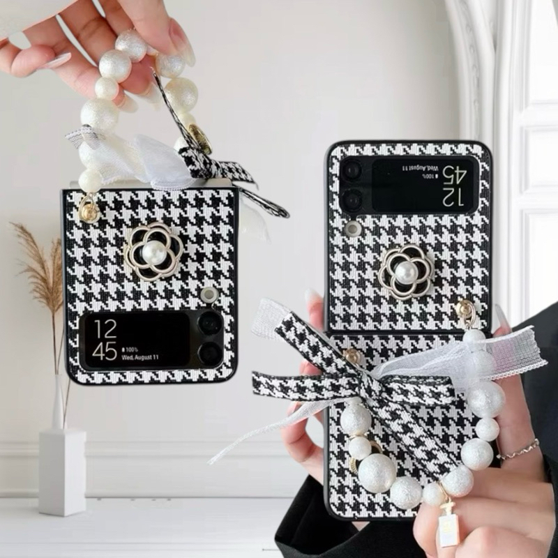 READY | Houndstooth Chain Hard Case Casing Tali Rantai Samsung Galaxy Z Flip ZFlip 3 4 5