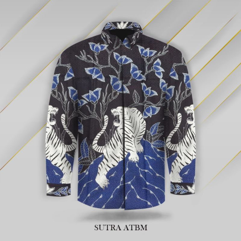 kain batik tulis pria bahan sutera motif macan. batik pria bahan sutera