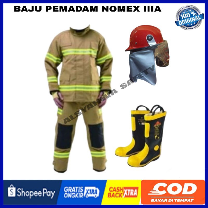 BAJU PEMADAM KEBAKARAN NOMEX KHAKI IIIA LENGKAP PREMIUM