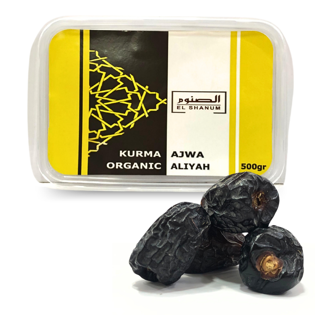

Kurma ajwa Jumbo 500gr Toples Aliyah - Kurma ajwa madinah - Kurma Nabi - Kurma Aliyah organik