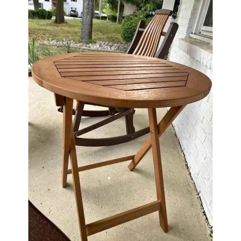 MEJA LIPAT BUNDAR / meja kopi bulat meja kafe meja minimalis kayu jati murah