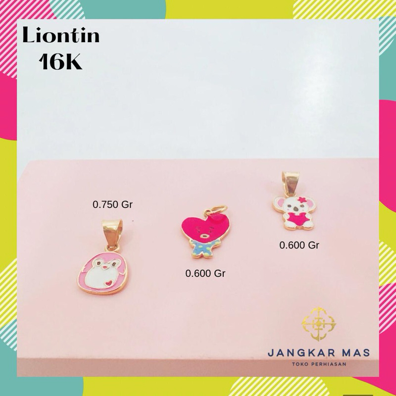 LIONTIN EMAS KARAKTER ANAK ANAK KADAR 16K