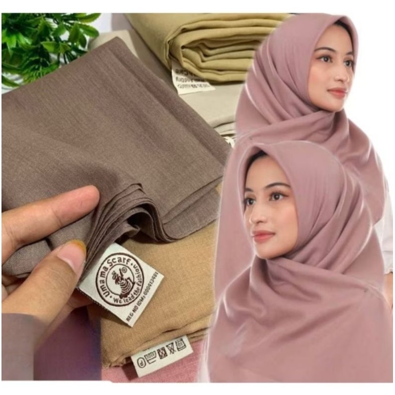New Umama Scarf Kerudung Polos Segi Empat Voal Organic Plain Dark Mustard
