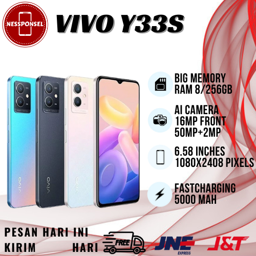 PHONE SELULAR VIVO ♥ Y33S ♥ RAM 8/256GB {BATERAI 5000 mAH} NEW BRAND FULLSET GARANSI 12 BULAN