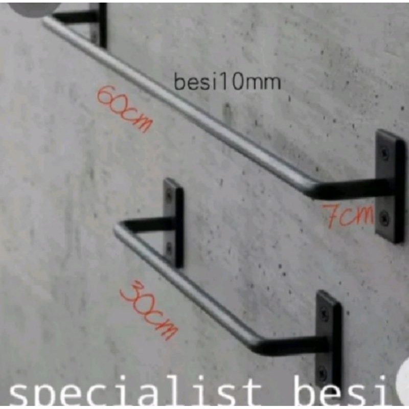 gantungan handuk gantungan baju jemuran dinding serbaguna lengkap baut / paku beton