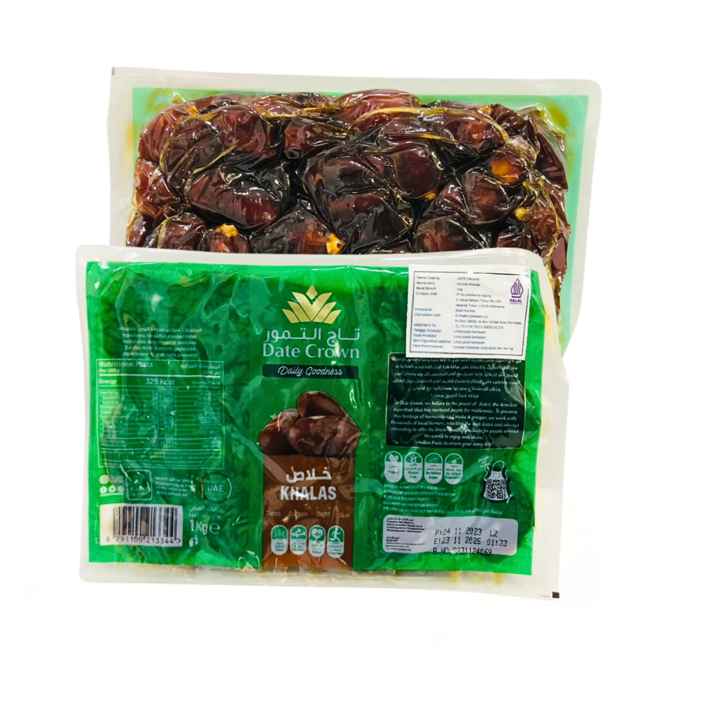 

Kurma date Crown Khalas 500gr THERMO / Dc Khalas / Kurma Khalas / Kurma Kholas / OLeh oleh haji umroh