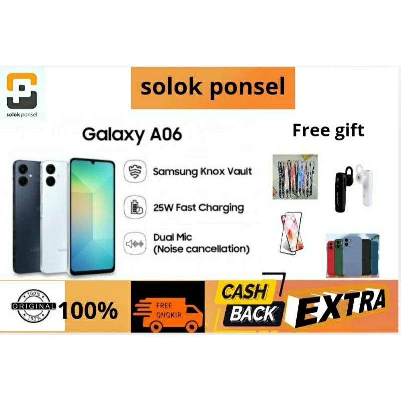 SAMSUNG GALAXY A06 RAM 4/64GB 4/128GB BATERAI 5000MAH FAST CHARGING 25W KAMERA UTAMA 50MP KAMERA SWA