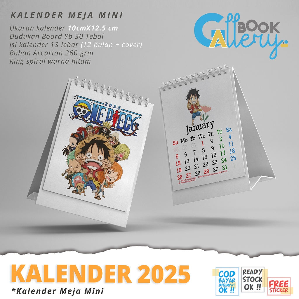 

[KL] Kalender Meja Mini Tahun 2025 Anime One Piece, AOT, SPY x Family dll, Uk 10x12.5 cm