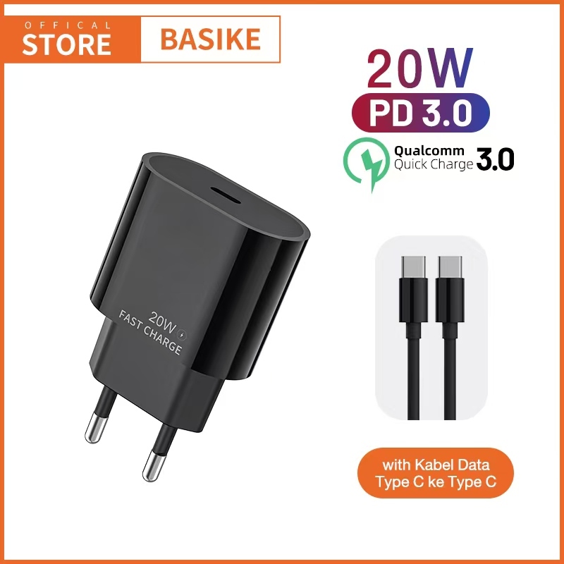 (HOT)BASIKE Kabel Charger iPhone Samsung Fast Charging Type C PD 20W mini with Kabel Data Type C
