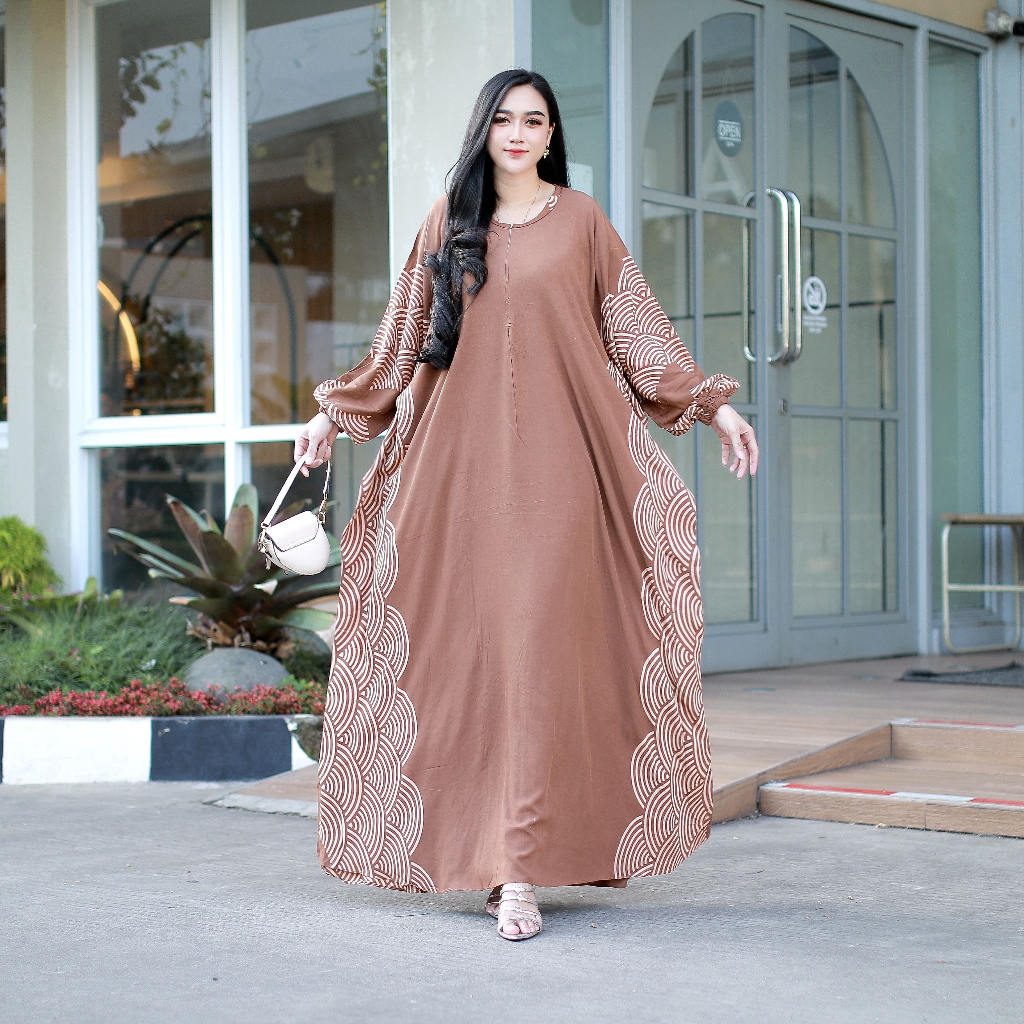 Kaftan Gamis Size Jumbo Motif Terbaru Bahan Rayon Premium Kaftan Jumbo Motif Mewah Dan Elegan Busui 