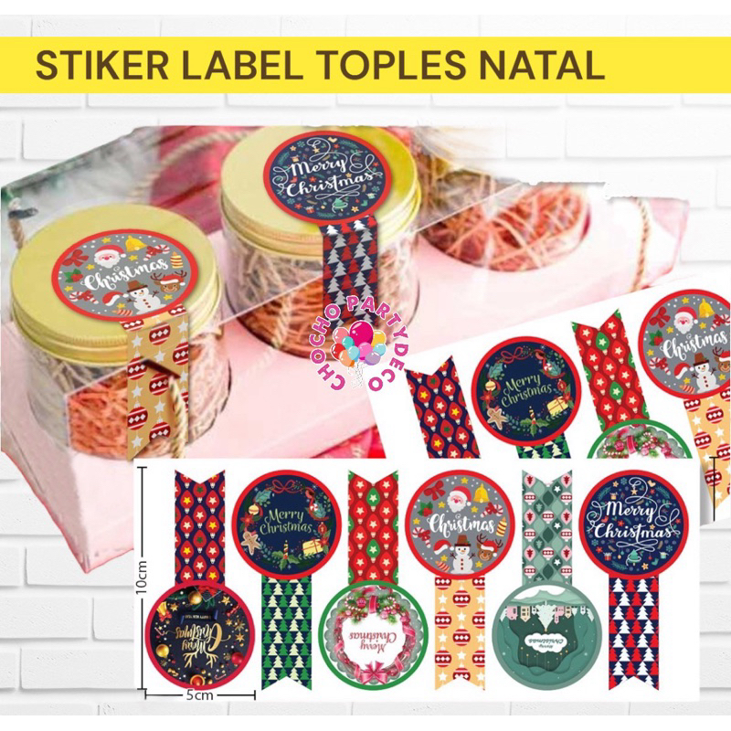 

STIKER TOPLES NATAL Isi 6 / Stiker Segel Toples Kue Natal / Sticker Hampers Merry Christmas