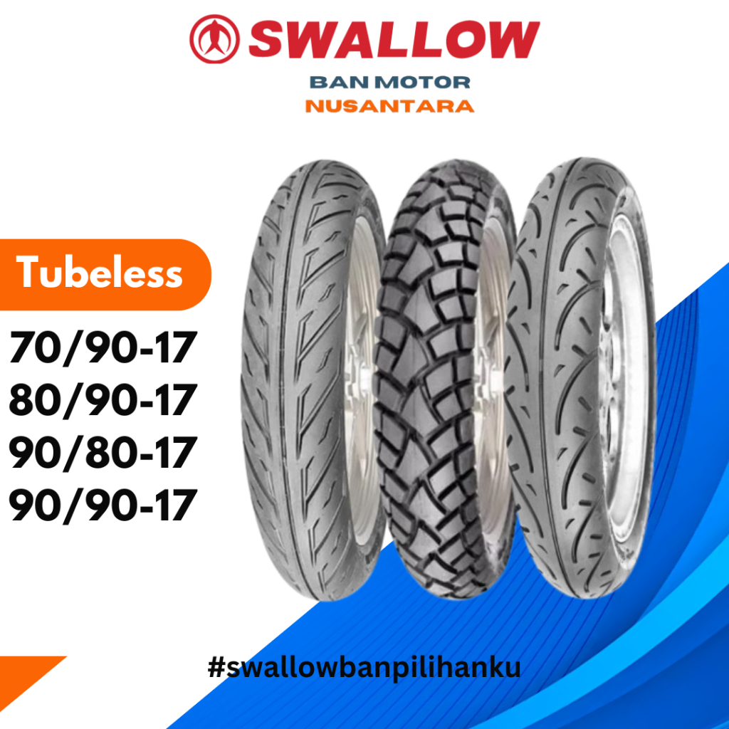 Ban luar motor swallow ring 17 sepasang 70 80 90 tubeless