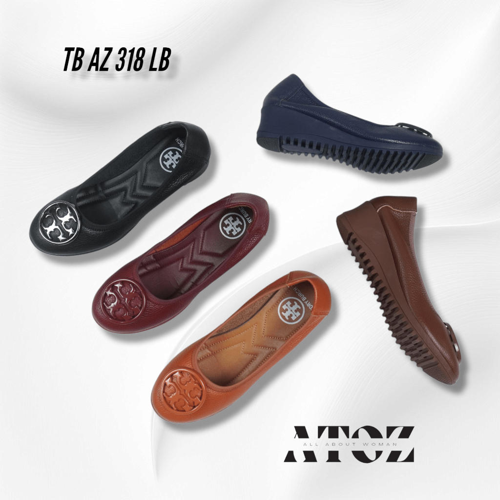 TORY TB Sepatu Wedges Wanita 4 cm AZ 318 LB Free Box Kulit Original Import Premium New Logo Woman