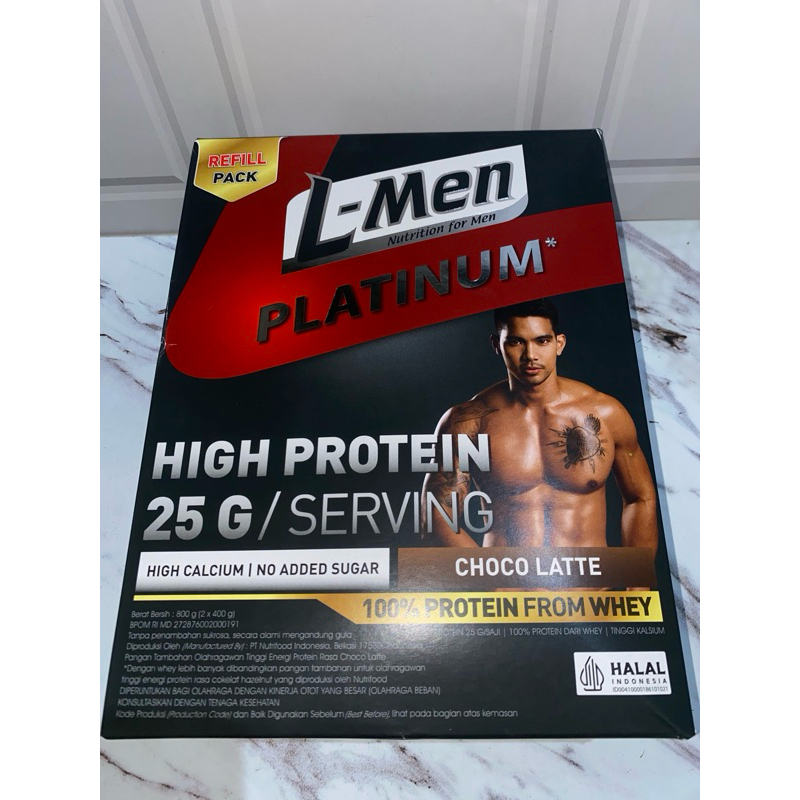 L-Men Platinum Refill Choco Latte 800 gram - Kemasan Refill Suplemen Fitness Tinggi Protein