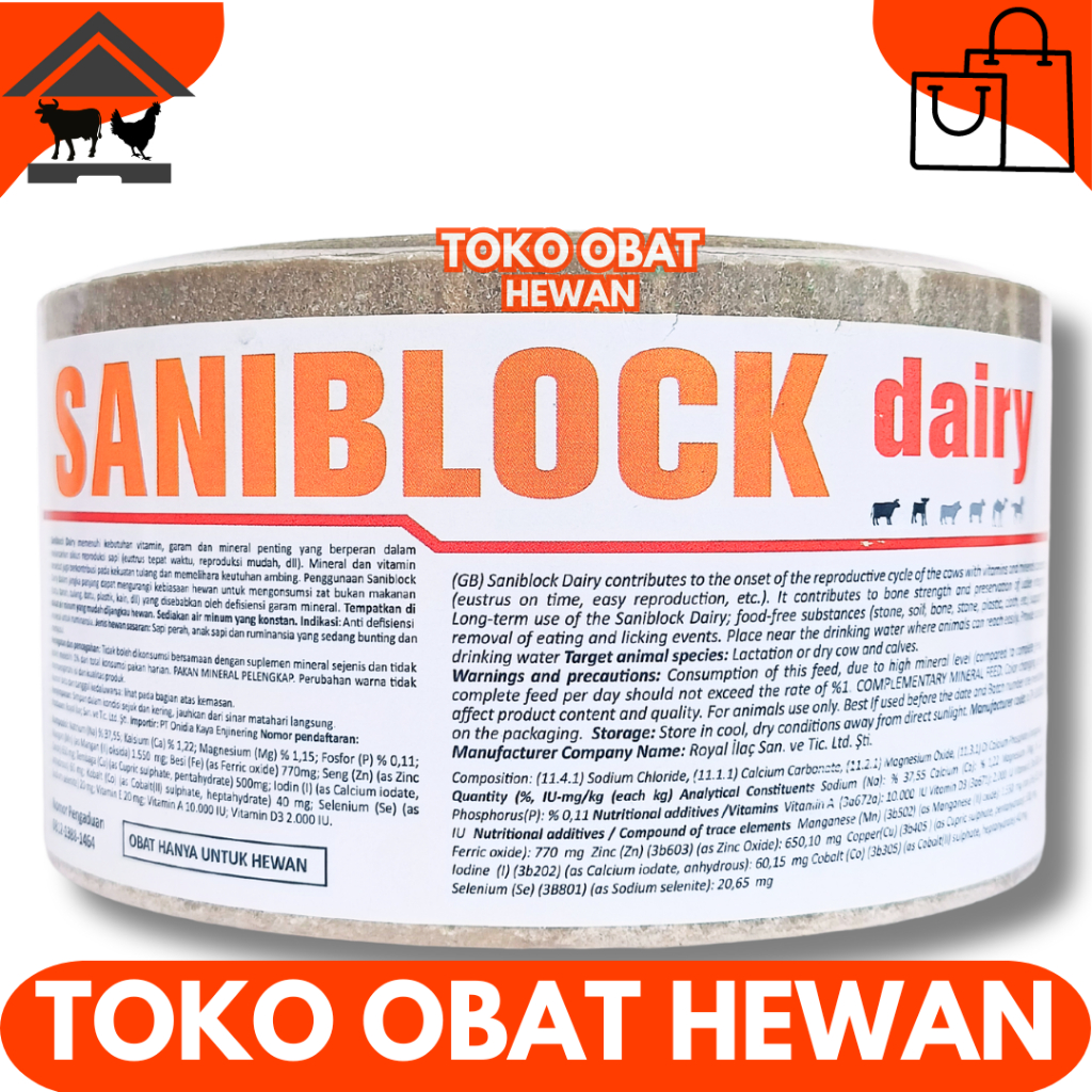 MINERAL BLOK SANIBLOCK DAIRY 3 KG - MINERAL BLOK KAMBING PERAH - MINERAL BLOK SAPI PERAH - MINERAL B