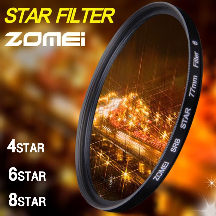 ZOMEI Filter Starlight Efek 4/6/8 Line Starburst Filter Bintang 40.5mm 49mm 52mm 55mm 58mm 62mm 67mm