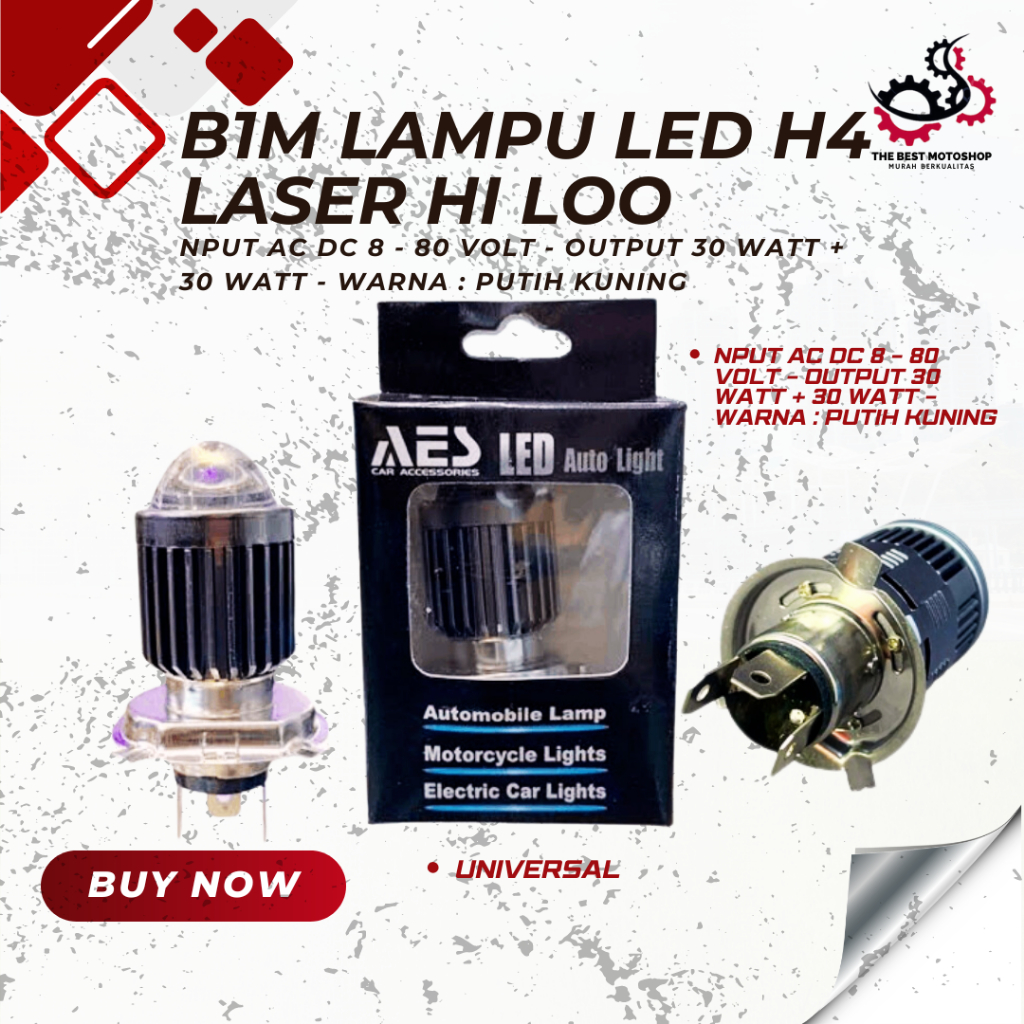 Neo B1M LAMPU LED H4 LASER HI LOO BEAM DUAL COLOURS M2 MERK AES ORIGINAL