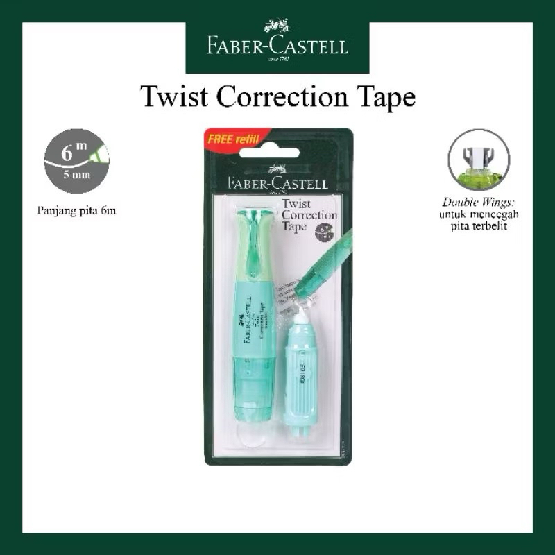 

FABER CASTELL TWIST CORRECTION TAPE TIPEX ROLL TIP EX KERTAS PITA KOREKSI PUTAR