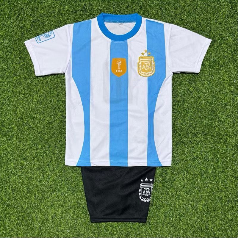SETELAN BAJU BOLA ANAK TERBARU 2025 TIMNAS ARGENTINA PUTIH MESSI / JERSEY FUTSAL MURAH / SET KAOS BO