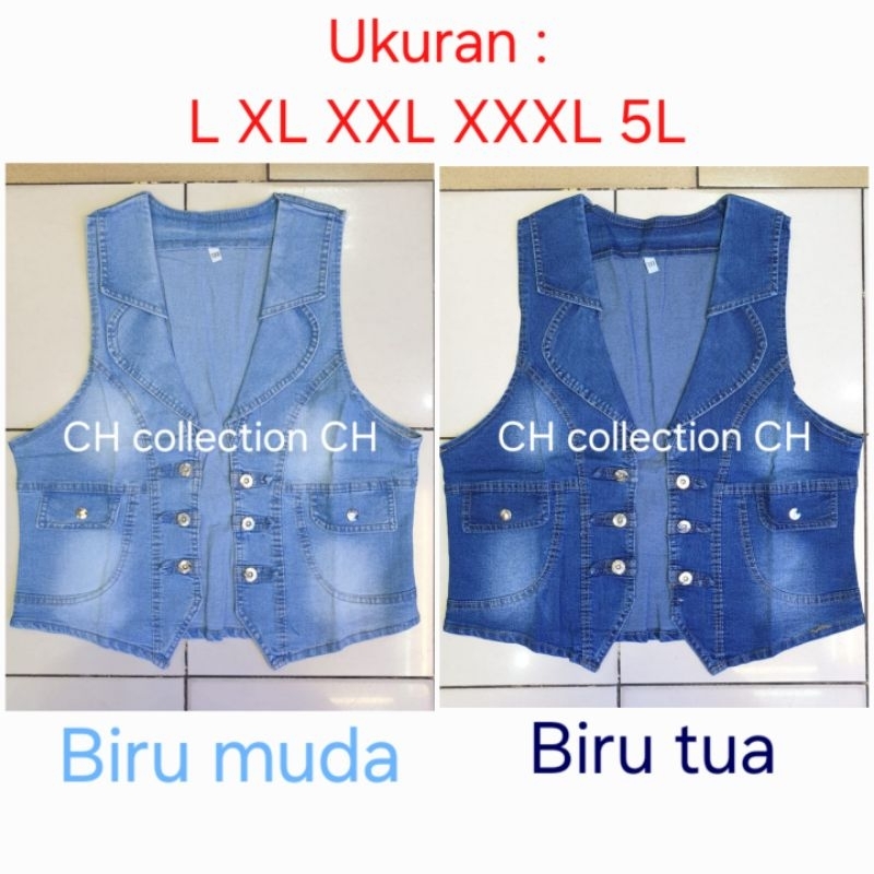 ROMPI JEANS WANITA KERAH LOVE ROMPI WANITA JUMBO VEST JEANS WANITA ROMPI CEWEK VEST WANITA