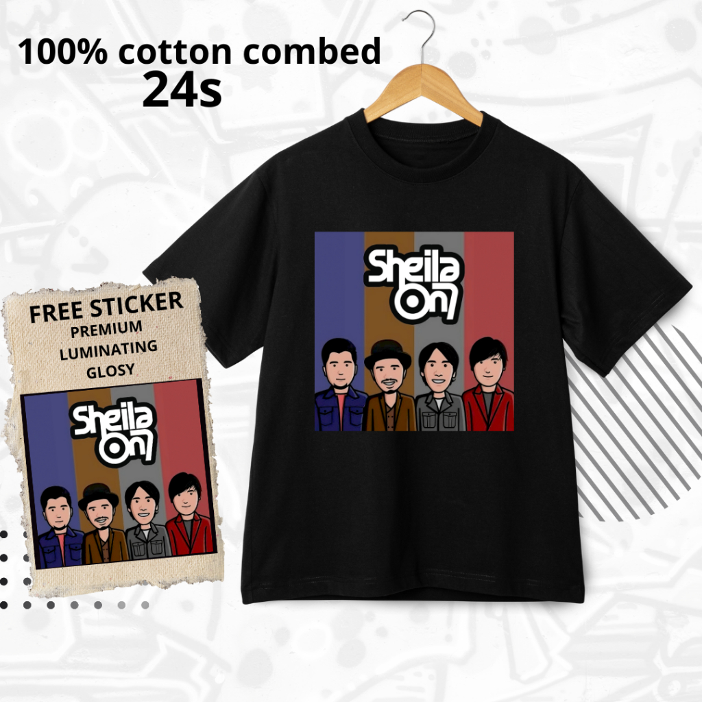 Kaos keren dengan desain Sheila on7, bahan katun combed knitto 24s yang nyaman.  Kualitas Sablon DTF