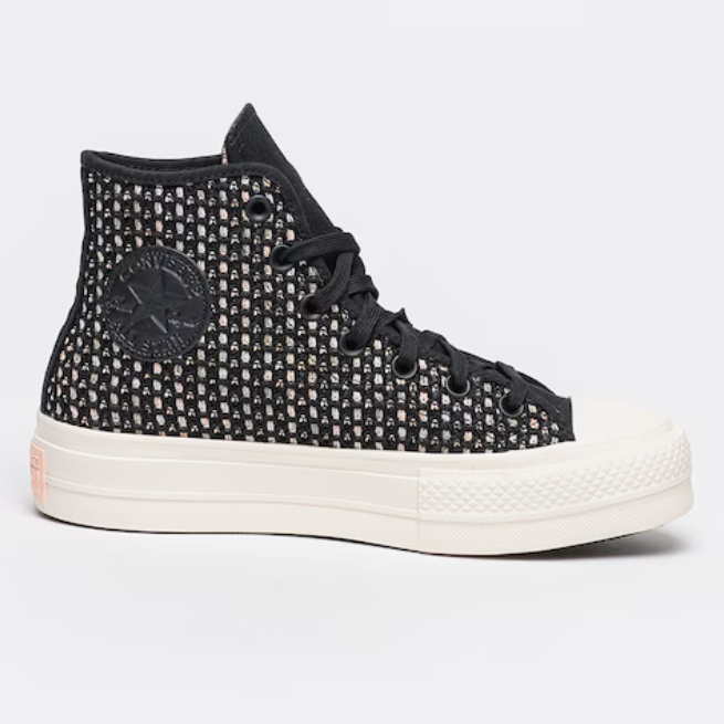 Converse Chuck Taylor All Star Lift Platform Knit Crochet Summer Festival Clean Neutral Hi Black