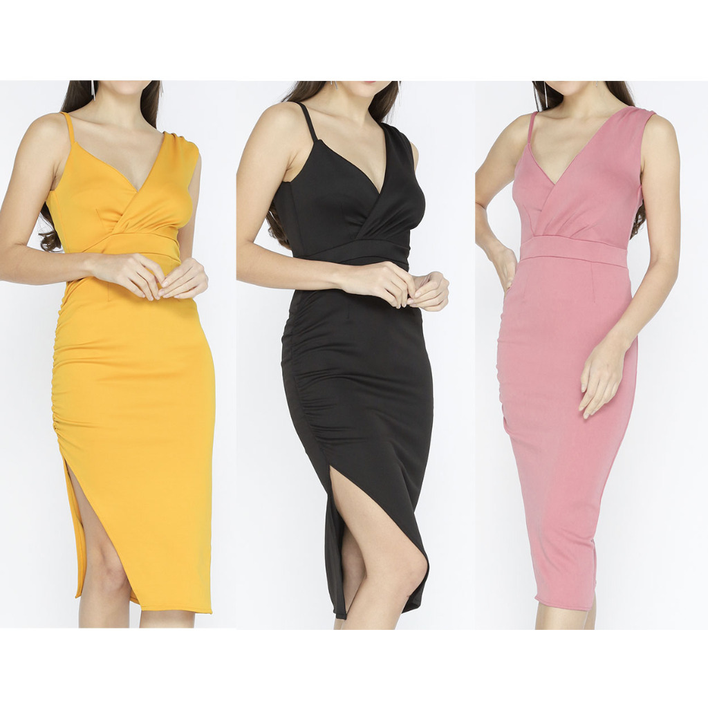 9080 Dress Wanita Cantik Kekinian Model Sexy Bodycon Bahan Scuba - Baju LC Sexy Karaoke Acara Tahun 