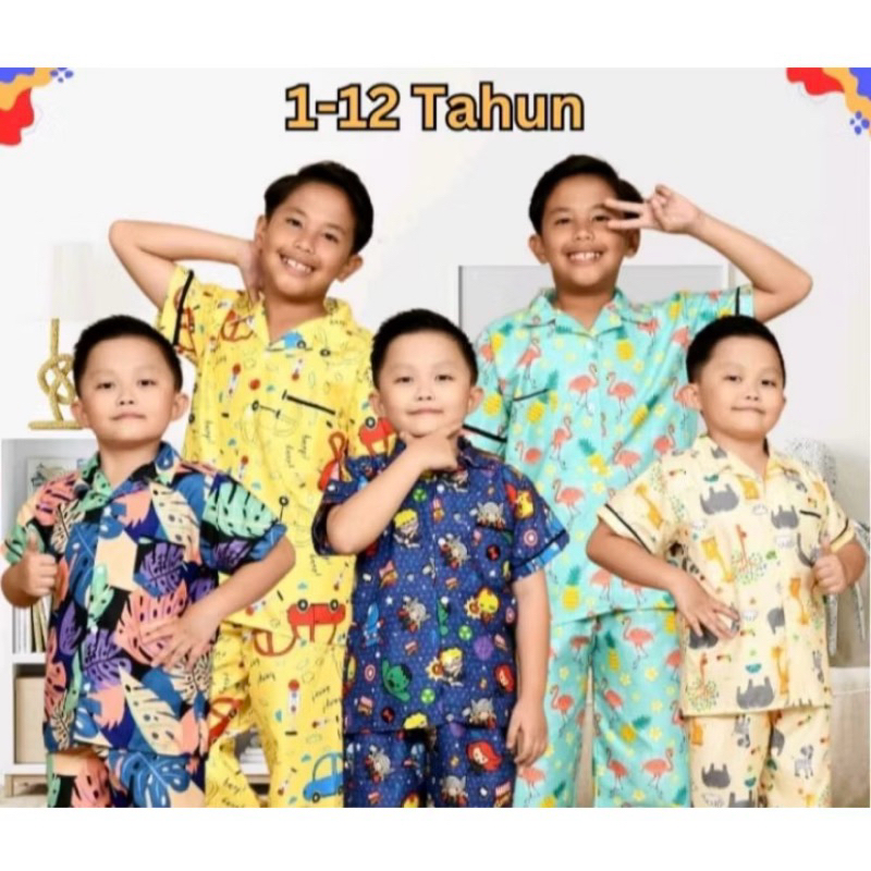 Baju tidur piyama katun anak / setelan baju tidur piyama anak / piyama katun anak / baju tidur anak 