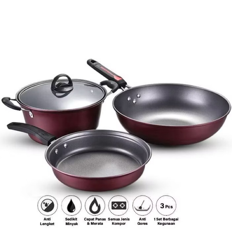 cookware set Qme / panci set teflon wajan serbaguna