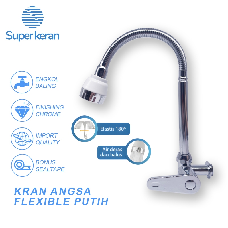 Super Kran-Kran Angsa Flexible Kran Wastafel Cuci Piring Kran Air Wastafel Kran Tembok Wastafel 1/2