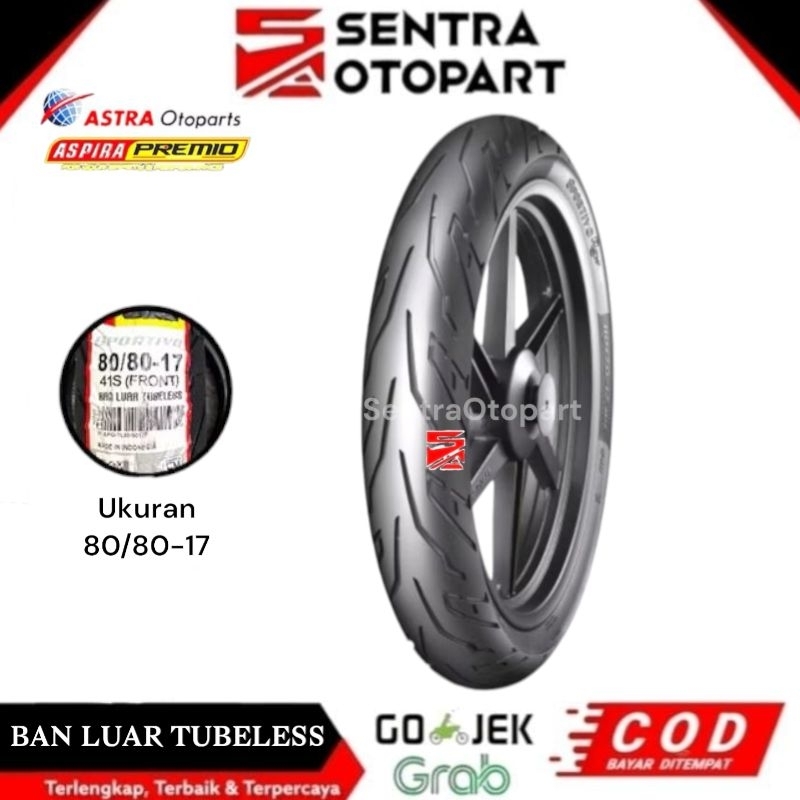 Ban luar tubeless tubles 80/80 ring 17 sportivo aspira