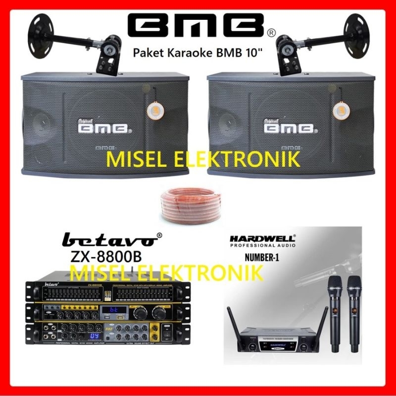 Paket Karaoke Rumah Speaker 10 Inch BMB CS450 Mic Wireless Hardwell