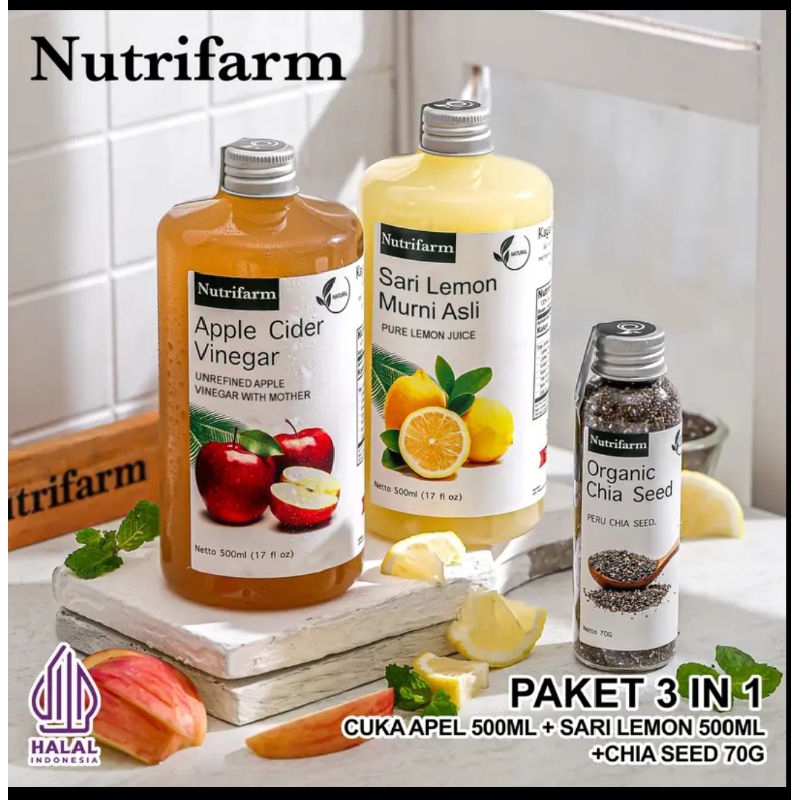 

paket 3in1 PROMO!! CUKA APEL 500 Ml + SARI LEMON 500 ML +CHIASEED 70 GRAM