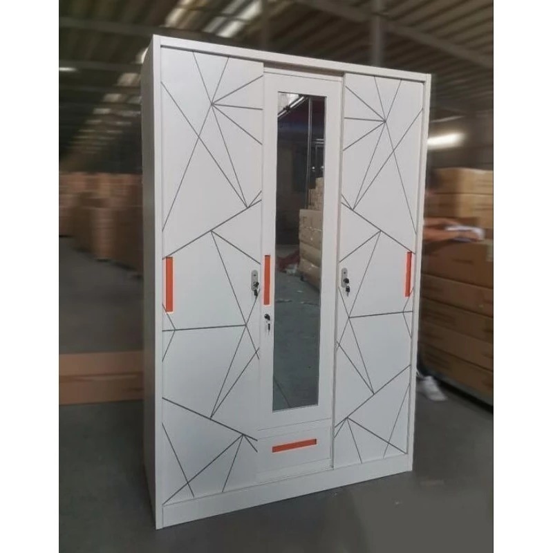 Lemari Pakaian Besi 3 Pintu Sliding / Lemari Baju Besi 3 Pintu Geser Impor