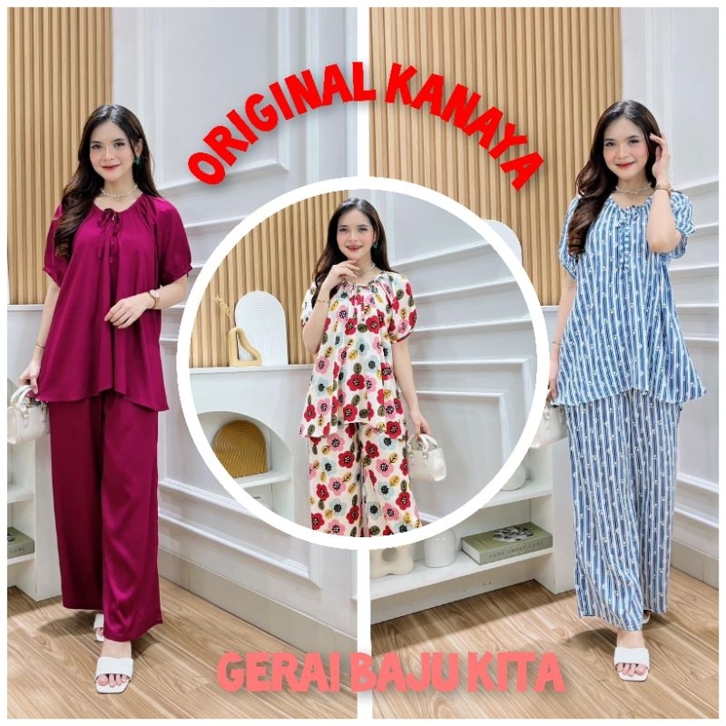 ALMIRA SET/ONE SET KANAYA/PAJAMAS SET/ONESET RAYON VISCOSE/SETELAN CELANA PANJANG TANGAN PENDEK/PIYA